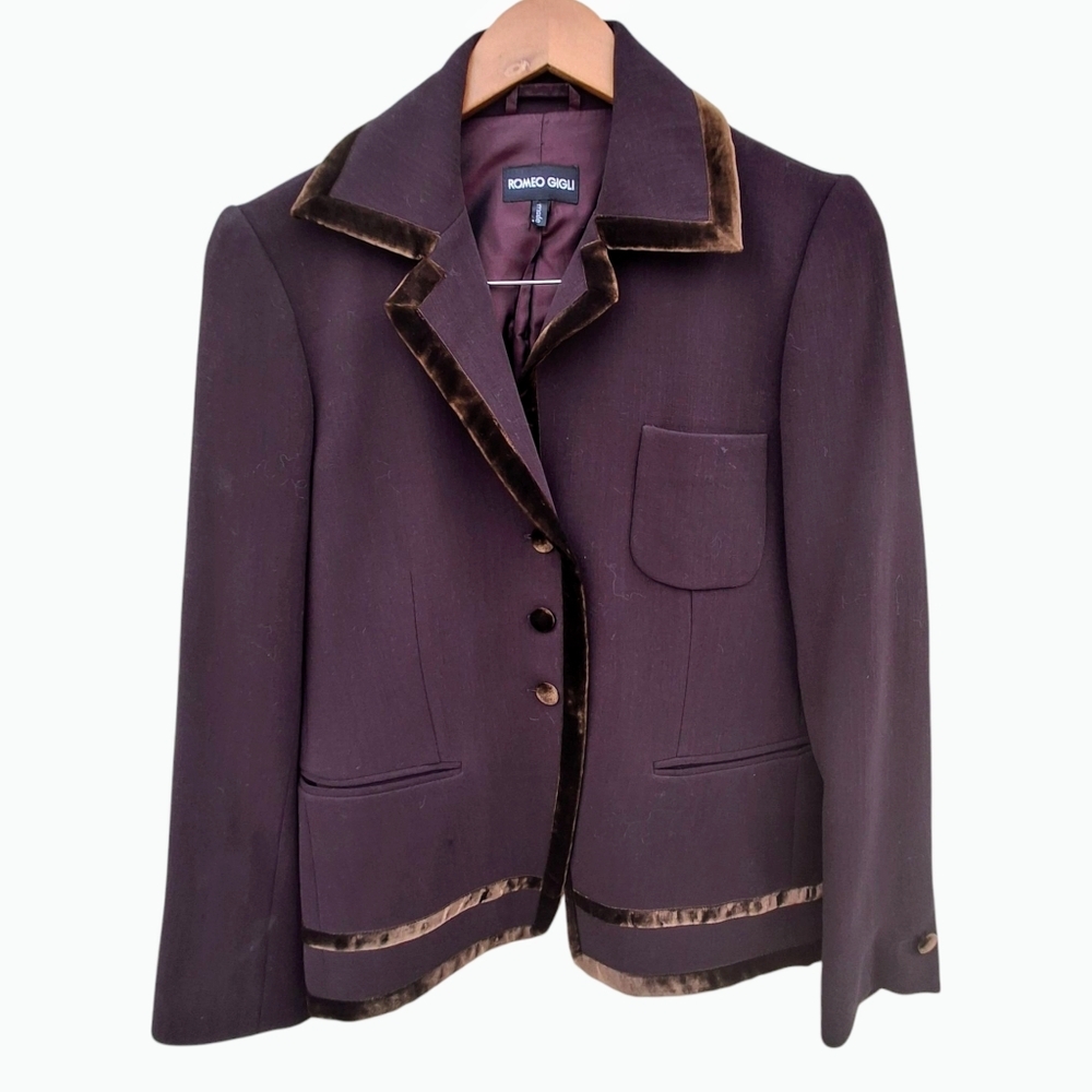 Romeo Gigli Vintage Italy Designer Button-up Brown Blazer Women EU42/USA Medium